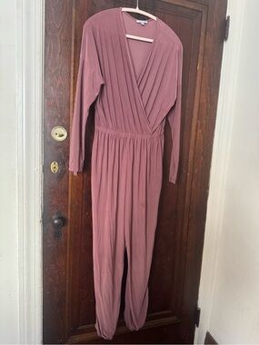 white birch Dusty Rose Wrap-Front Jumpsuit